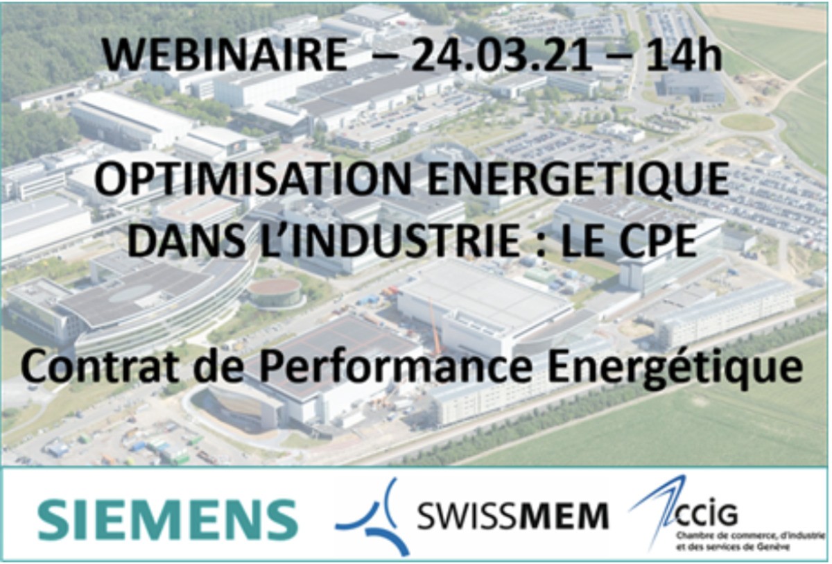 Ce mercredi 24 mars !  Webinaire sur l'ooptimisation énergétique dans l'industrie : le Contrat de Performance Energétique (CPE)