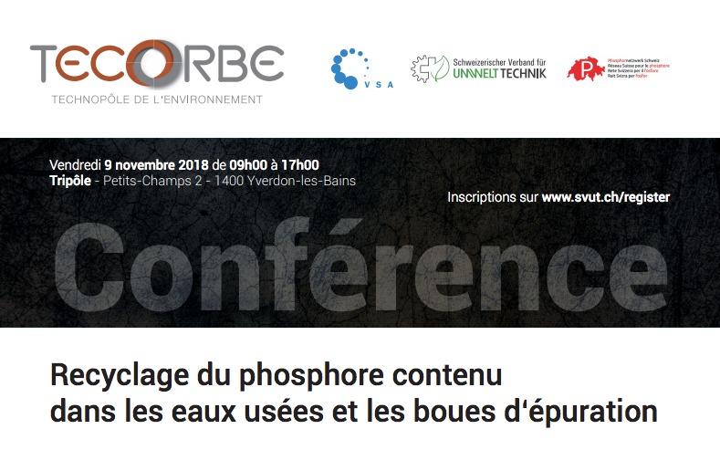 Conférence: recyclage du phosphore contenu dans les eaux usées et les boues d'épuration