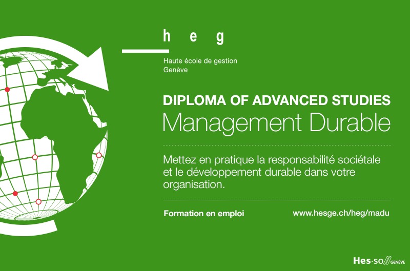 Le Diploma of Advanced Studies en Management Durable, Responsabilité Sociale et Environnementale, adapté aux personnes en emploi